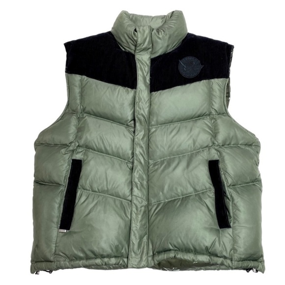 TRIPLE F.A.T. Goose Duck down Puffer Color-block Vest in Green with Black - Picture 10 of 11